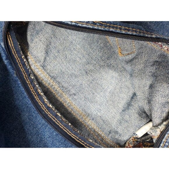 Vintage 90s Denim Embroidered Boho Crossbody Handbag Hipster - Picture 4 of 6